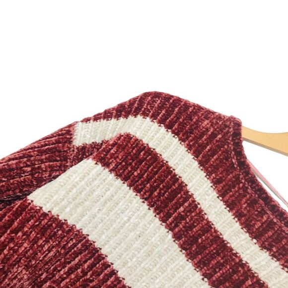 LA Hearts Cropped Striped Chenille Pullover Sweater Small Red White Cozy Fall - Picture 4 of 7